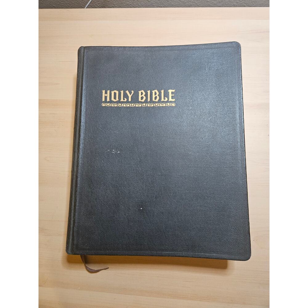 Vintage 1955 John A. Hertel Co. New Standard Reference KJV Red Letter Ill. Bible